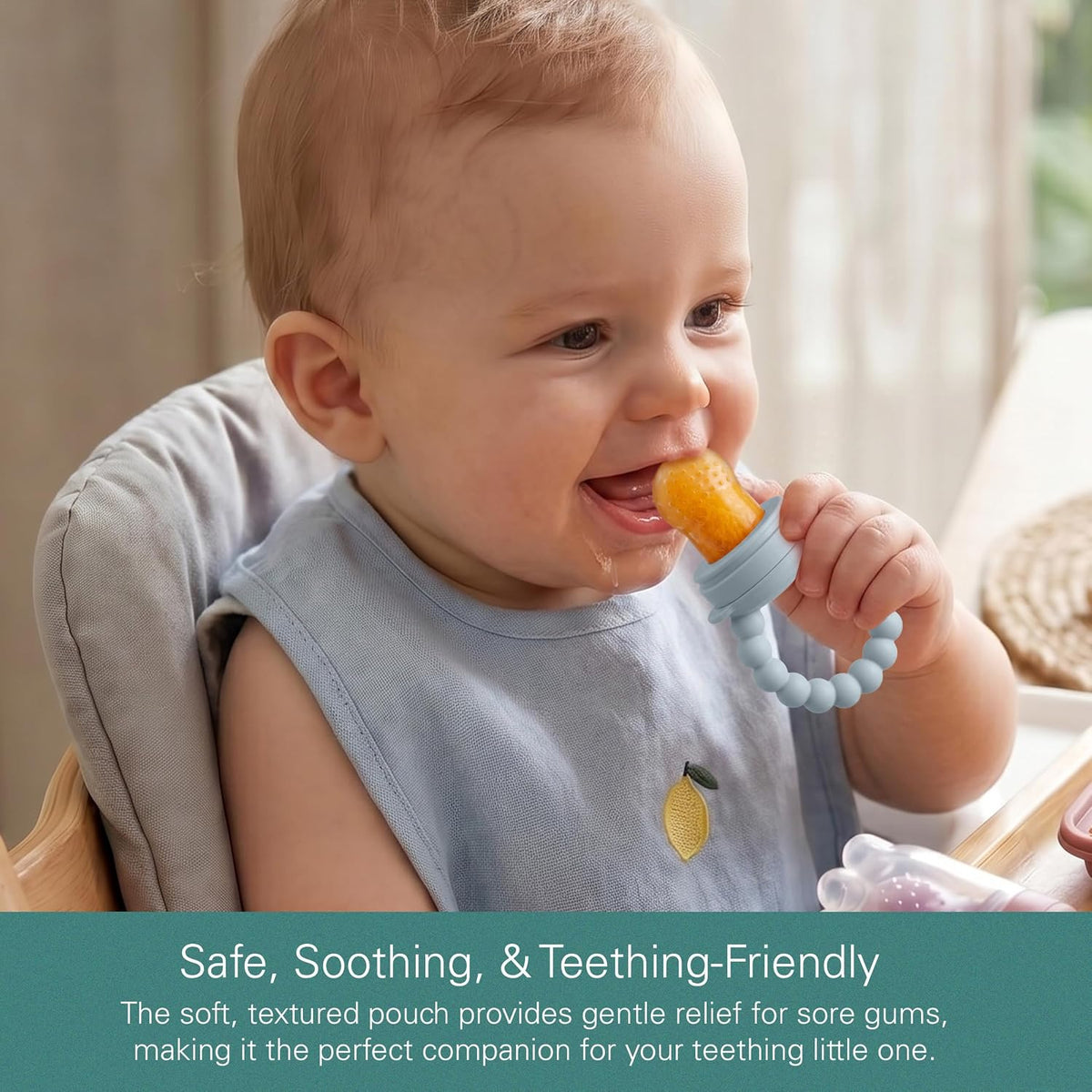 Silicone Baby Fruit Feeders with Freezer Tray for Batch Prep, Set of 2 – Safe & Convenient, Includes Extra Pouches & Travel Lids, Dishwasher Safe
