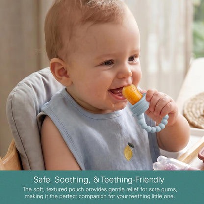 Silicone Baby Fruit Feeders with Freezer Tray for Batch Prep, Set of 2 – Safe & Convenient, Includes Extra Pouches & Travel Lids, Dishwasher Safe