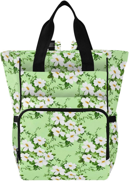 Diaper Bag Backpack, Multifunction Travel Bag for Moms Dads, Baby Changing Bag with Insulted Pockets, Stroller Straps and Side Bottle Pockets Meadow Floral Pattern