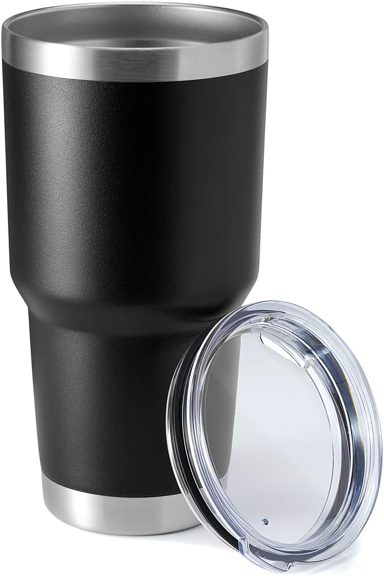 30oz Stainless Steel Tumbler, Double Wall Vacuum Insulated Travel Mug Tumbler, Durable Insulated Coffee Mug, Gift Box Set (Black, 4)
