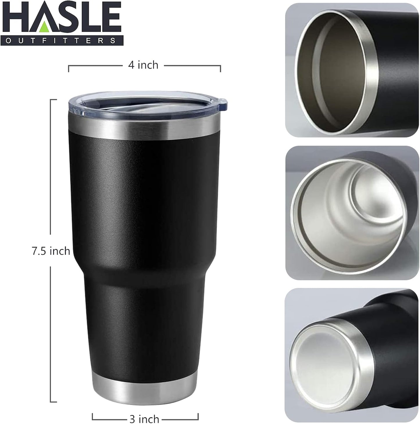 30oz Stainless Steel Tumbler, Double Wall Vacuum Insulated Travel Mug Tumbler, Durable Insulated Coffee Mug, Gift Box Set (Black, 4)