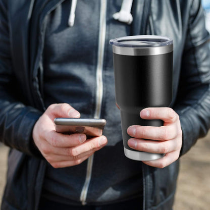 30oz Stainless Steel Tumbler, Double Wall Vacuum Insulated Travel Mug Tumbler, Durable Insulated Coffee Mug, Gift Box Set (Black, 4)