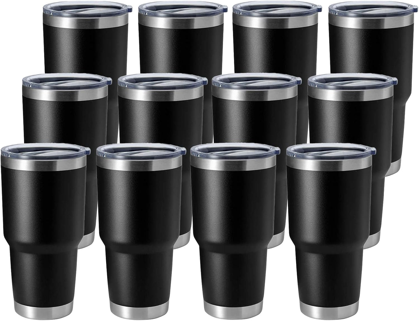 30oz Stainless Steel Tumbler, Double Wall Vacuum Insulated Travel Mug Tumbler, Durable Insulated Coffee Mug, Gift Box Set (Black, 4)