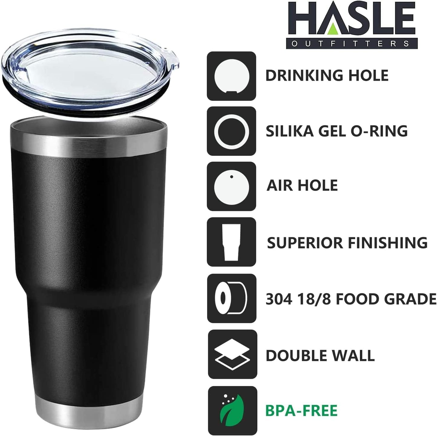 30oz Stainless Steel Tumbler, Double Wall Vacuum Insulated Travel Mug Tumbler, Durable Insulated Coffee Mug, Gift Box Set (Black, 4)