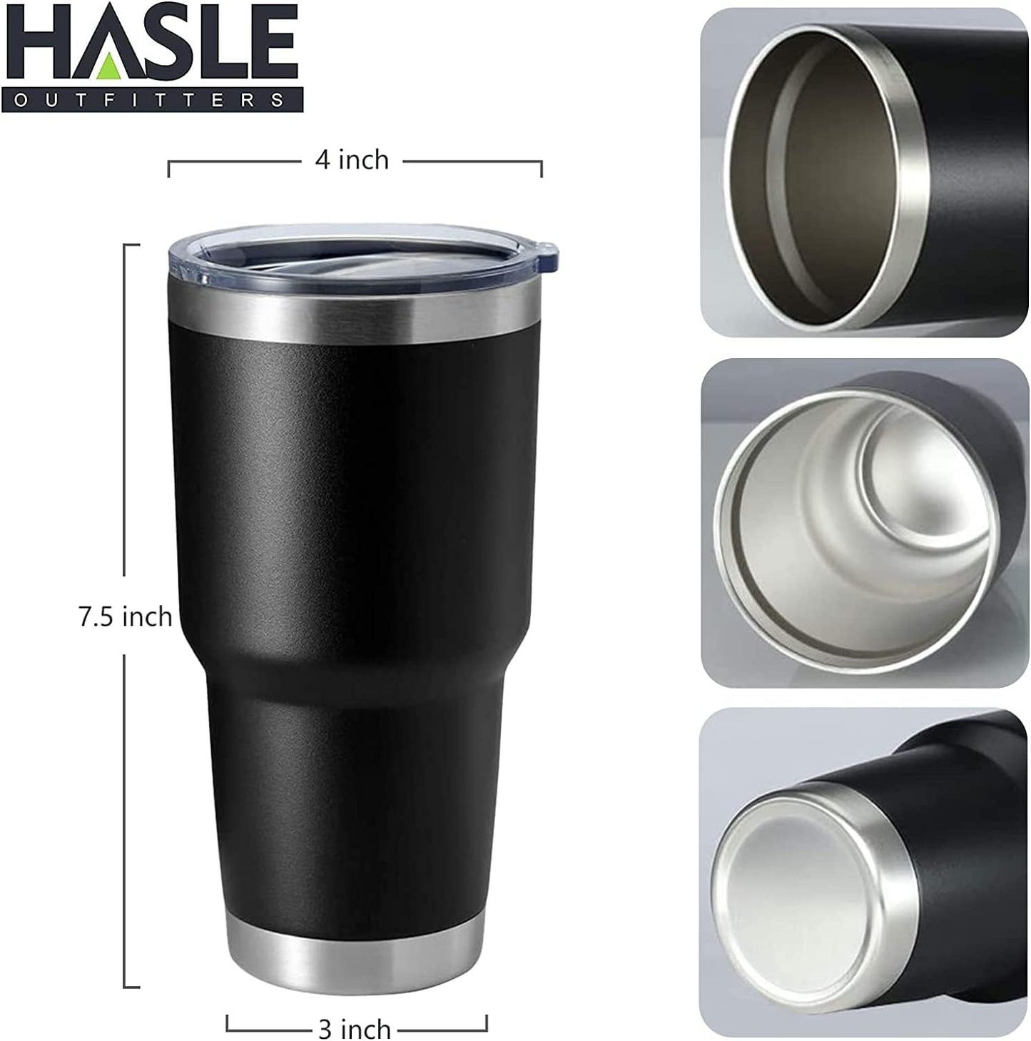 30oz Stainless Steel Tumbler, Double Wall Vacuum Insulated Travel Mug Tumbler, Durable Insulated Coffee Mug, Gift Box Set (Black, 4)
