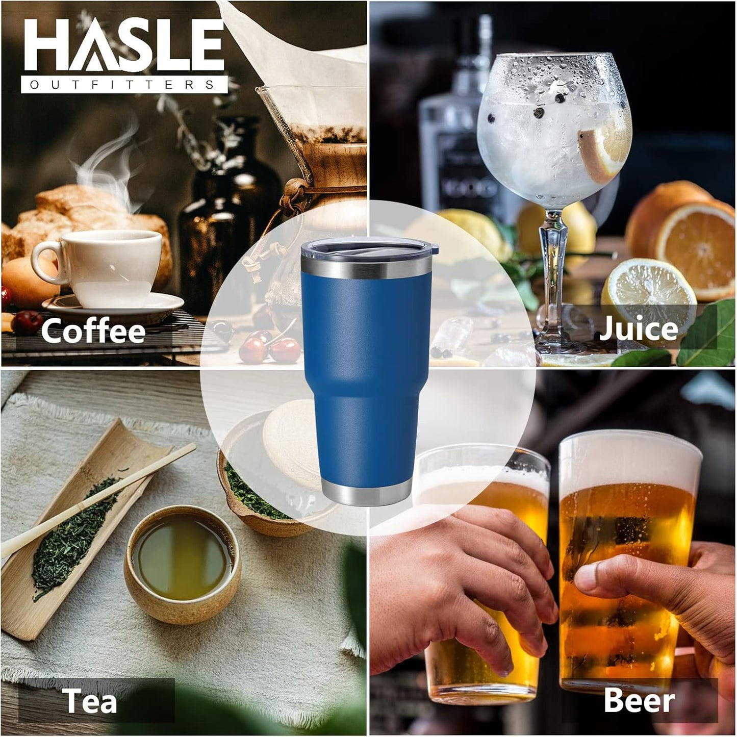 30oz Stainless Steel Tumbler, Double Wall Vacuum Insulated Travel Mug Tumbler, Durable Insulated Coffee Mug, Gift Box Set (Black, 4)