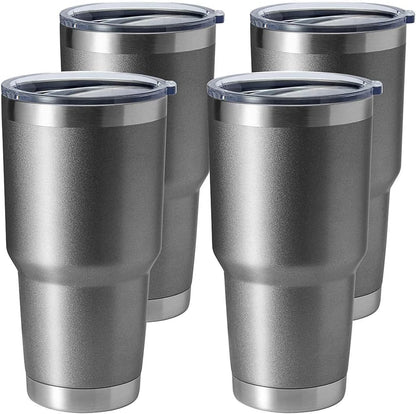 30oz Stainless Steel Tumbler, Double Wall Vacuum Insulated Travel Mug Tumbler, Durable Insulated Coffee Mug, Gift Box Set (Black, 4)