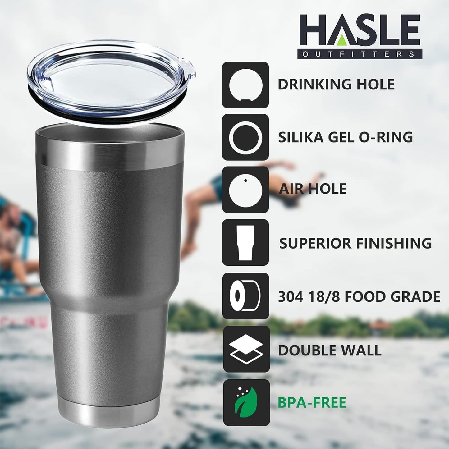 30oz Stainless Steel Tumbler, Double Wall Vacuum Insulated Travel Mug Tumbler, Durable Insulated Coffee Mug, Gift Box Set (Black, 4)
