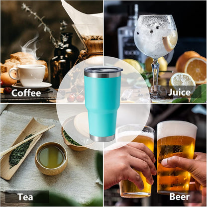 30oz Stainless Steel Tumbler, Double Wall Vacuum Insulated Travel Mug Tumbler, Durable Insulated Coffee Mug, Gift Box Set (Black, 4)