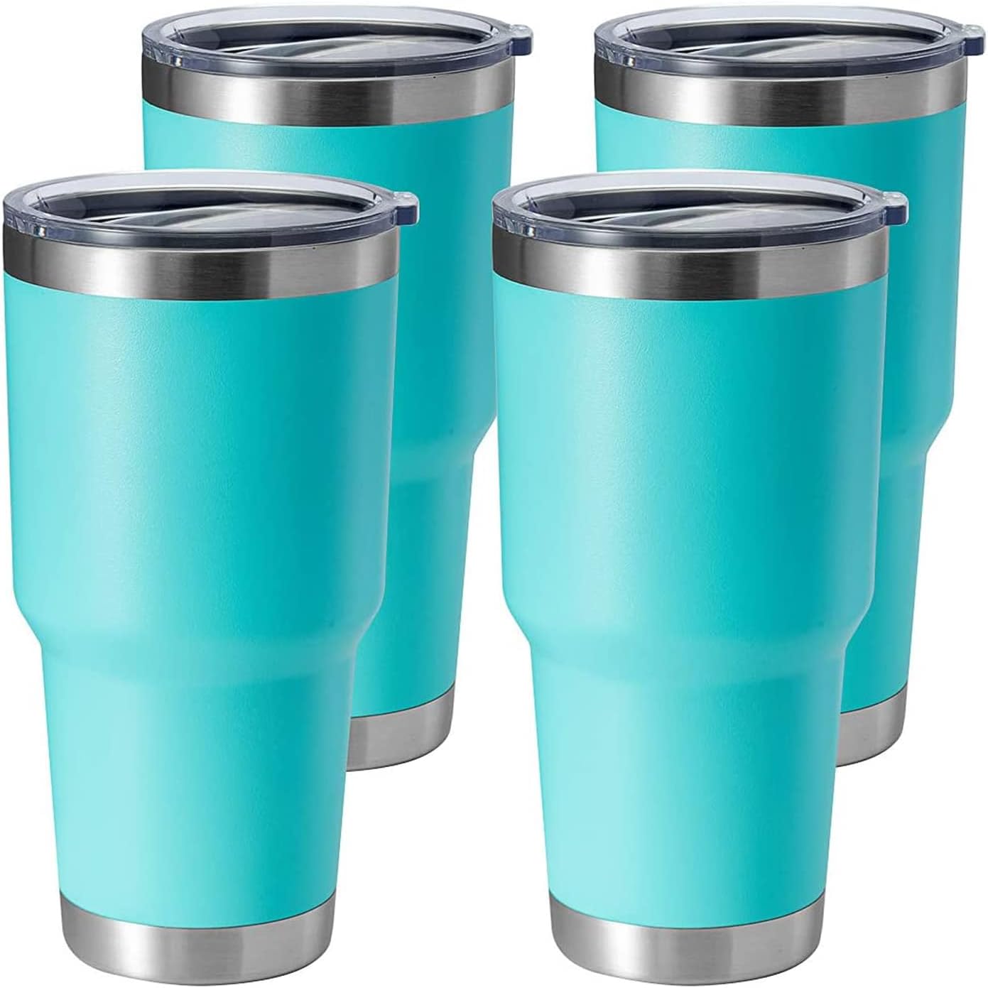 30oz Stainless Steel Tumbler, Double Wall Vacuum Insulated Travel Mug Tumbler, Durable Insulated Coffee Mug, Gift Box Set (Black, 4)