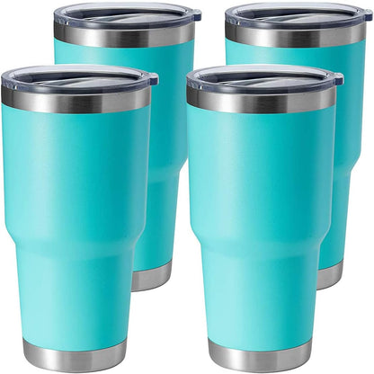30oz Stainless Steel Tumbler, Double Wall Vacuum Insulated Travel Mug Tumbler, Durable Insulated Coffee Mug, Gift Box Set (Black, 4)