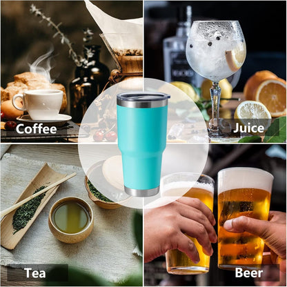 30oz Stainless Steel Tumbler, Double Wall Vacuum Insulated Travel Mug Tumbler, Durable Insulated Coffee Mug, Gift Box Set (Black, 4)