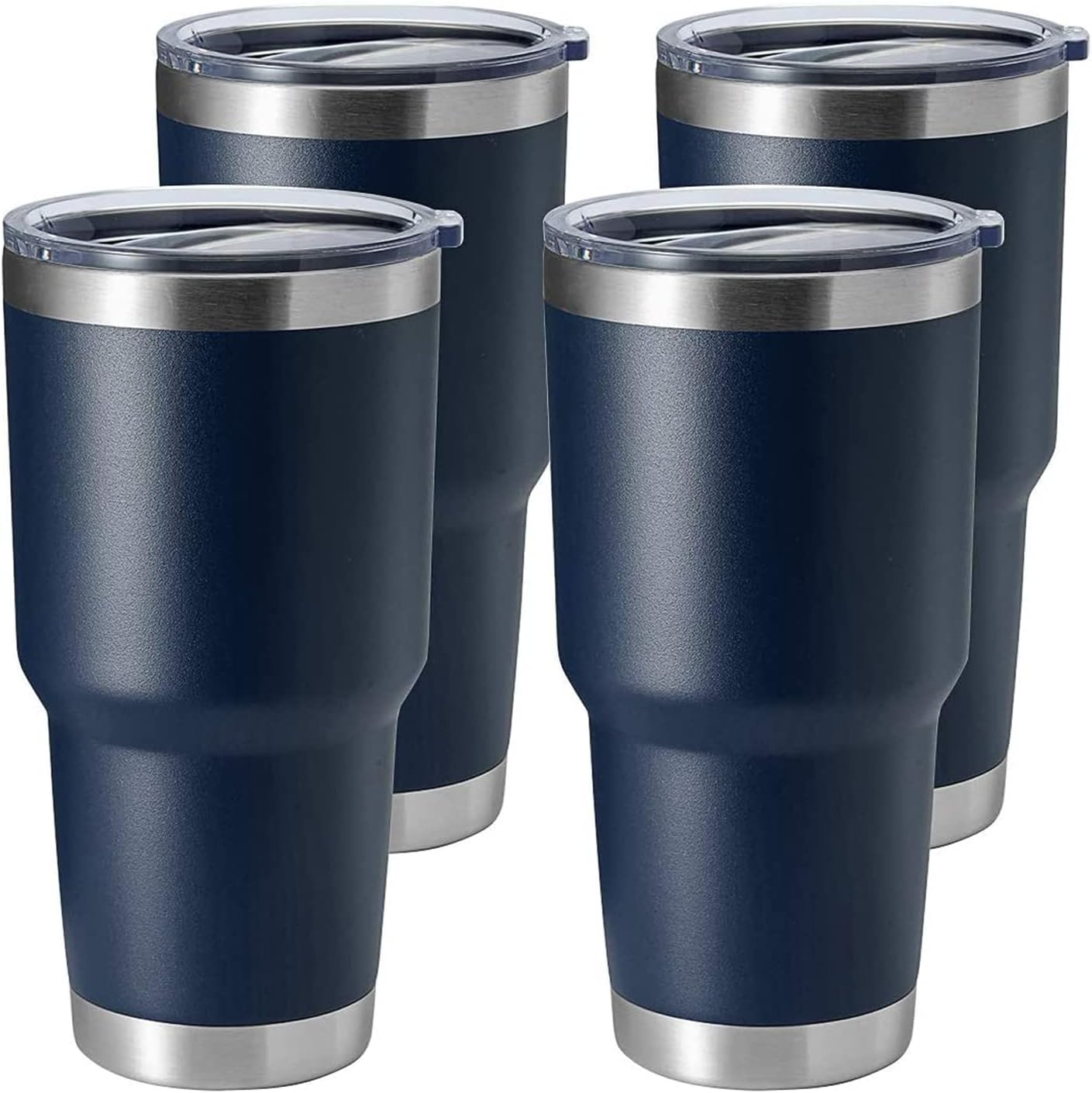 30oz Stainless Steel Tumbler, Double Wall Vacuum Insulated Travel Mug Tumbler, Durable Insulated Coffee Mug, Gift Box Set (Black, 4)