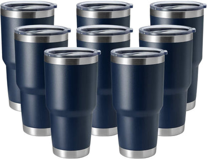 30oz Stainless Steel Tumbler, Double Wall Vacuum Insulated Travel Mug Tumbler, Durable Insulated Coffee Mug, Gift Box Set (Black, 4)
