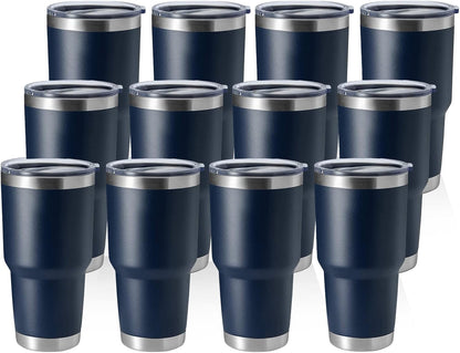 30oz Stainless Steel Tumbler, Double Wall Vacuum Insulated Travel Mug Tumbler, Durable Insulated Coffee Mug, Gift Box Set (Black, 4)
