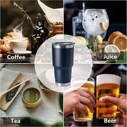 30oz Stainless Steel Tumbler, Double Wall Vacuum Insulated Travel Mug Tumbler, Durable Insulated Coffee Mug, Gift Box Set (Black, 4)