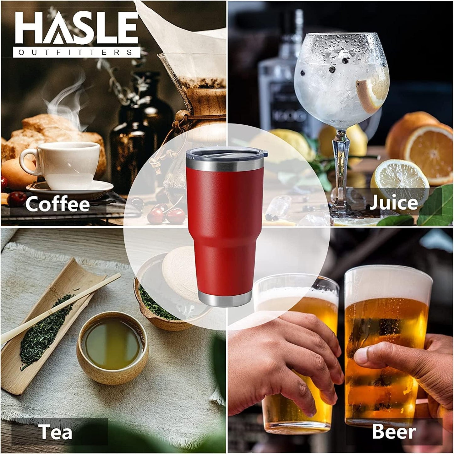 30oz Stainless Steel Tumbler, Double Wall Vacuum Insulated Travel Mug Tumbler, Durable Insulated Coffee Mug, Gift Box Set (Black, 4)
