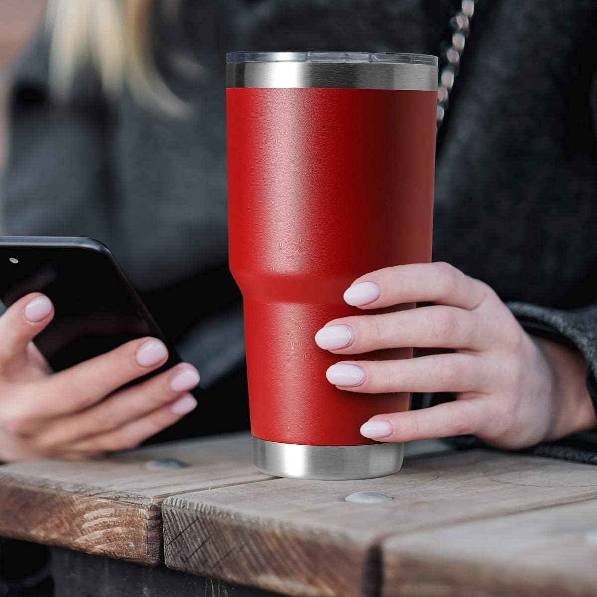 30oz Stainless Steel Tumbler, Double Wall Vacuum Insulated Travel Mug Tumbler, Durable Insulated Coffee Mug, Gift Box Set (Black, 4)