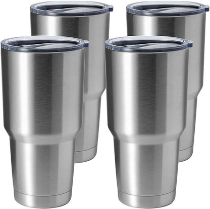 30oz Stainless Steel Tumbler, Double Wall Vacuum Insulated Travel Mug Tumbler, Durable Insulated Coffee Mug, Gift Box Set (Black, 4)
