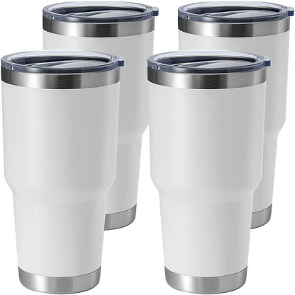 30oz Stainless Steel Tumbler, Double Wall Vacuum Insulated Travel Mug Tumbler, Durable Insulated Coffee Mug, Gift Box Set (Black, 4)