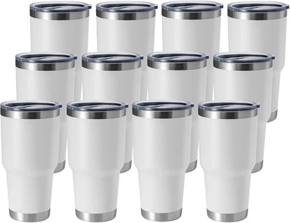30oz Stainless Steel Tumbler, Double Wall Vacuum Insulated Travel Mug Tumbler, Durable Insulated Coffee Mug, Gift Box Set (Black, 4)