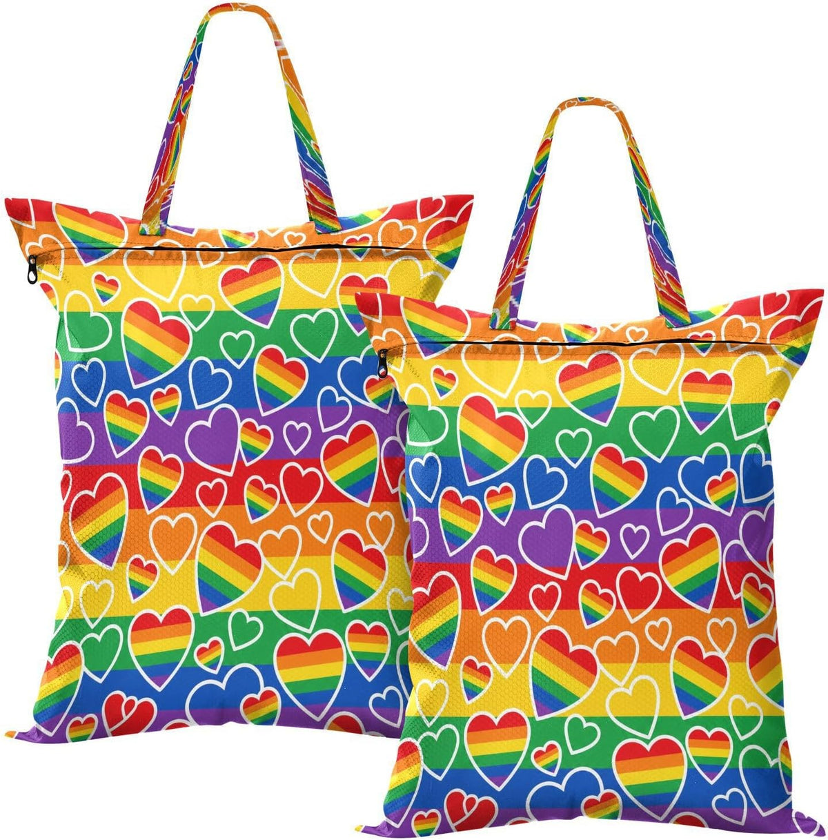 Rainbow Heart Waterproof Travel Laundry Bag Easy Care 2-piece