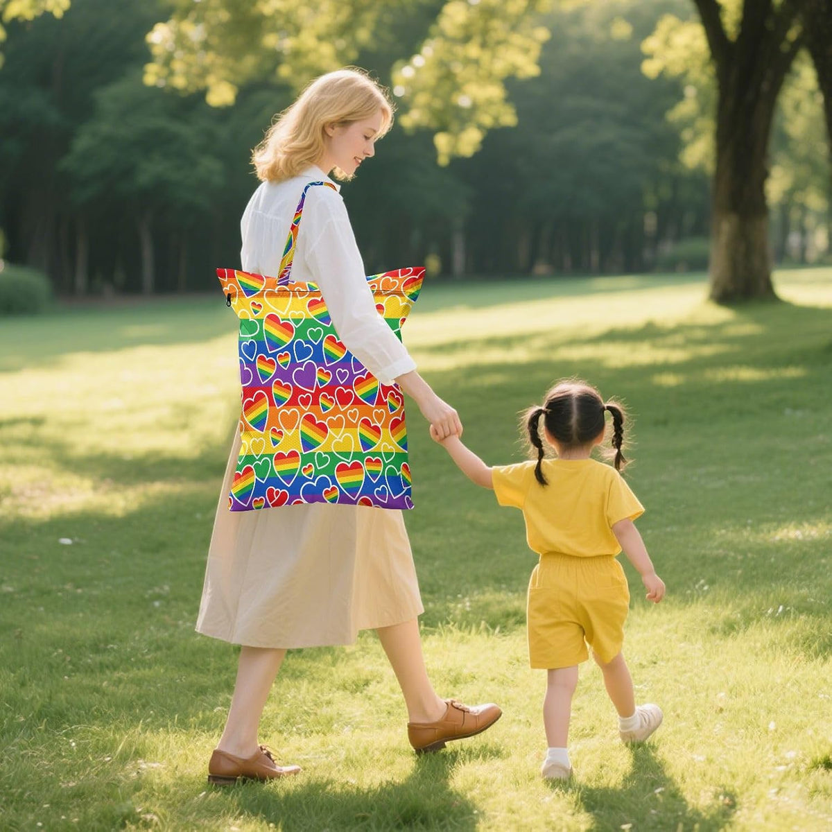 Rainbow Heart Waterproof Travel Laundry Bag Easy Care 2-piece