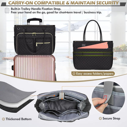 Teacher Tote Bag 15.6 inch Laptop Bag for Women Work Bags Laptop Tote Nurse Bag Professional Computer Messenger with Insulated Pocket, Laptop Briefcase for Office, College, Nursing, Khkai