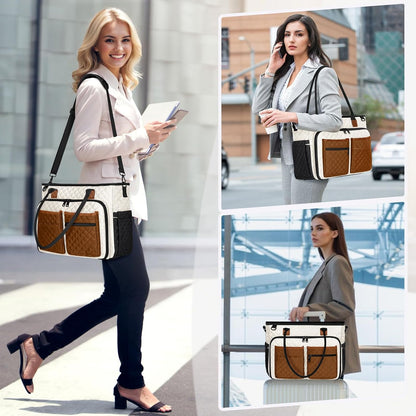 Teacher Tote Bag 15.6 inch Laptop Bag for Women Work Bags Laptop Tote Nurse Bag Professional Computer Messenger with Insulated Pocket, Laptop Briefcase for Office, College, Nursing, Khkai