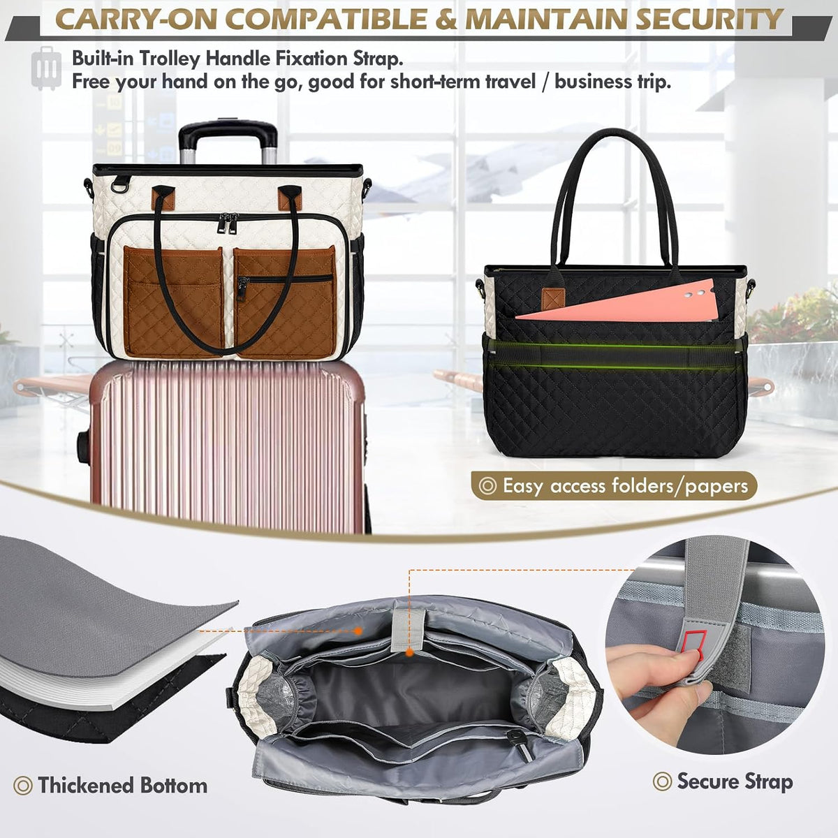 Teacher Tote Bag 15.6 inch Laptop Bag for Women Work Bags Laptop Tote Nurse Bag Professional Computer Messenger with Insulated Pocket, Laptop Briefcase for Office, College, Nursing, Khkai