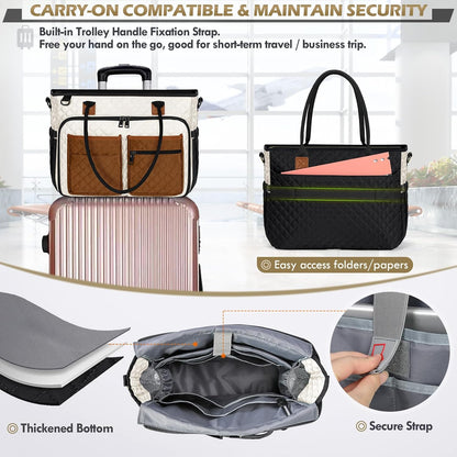 Teacher Tote Bag 15.6 inch Laptop Bag for Women Work Bags Laptop Tote Nurse Bag Professional Computer Messenger with Insulated Pocket, Laptop Briefcase for Office, College, Nursing, Khkai