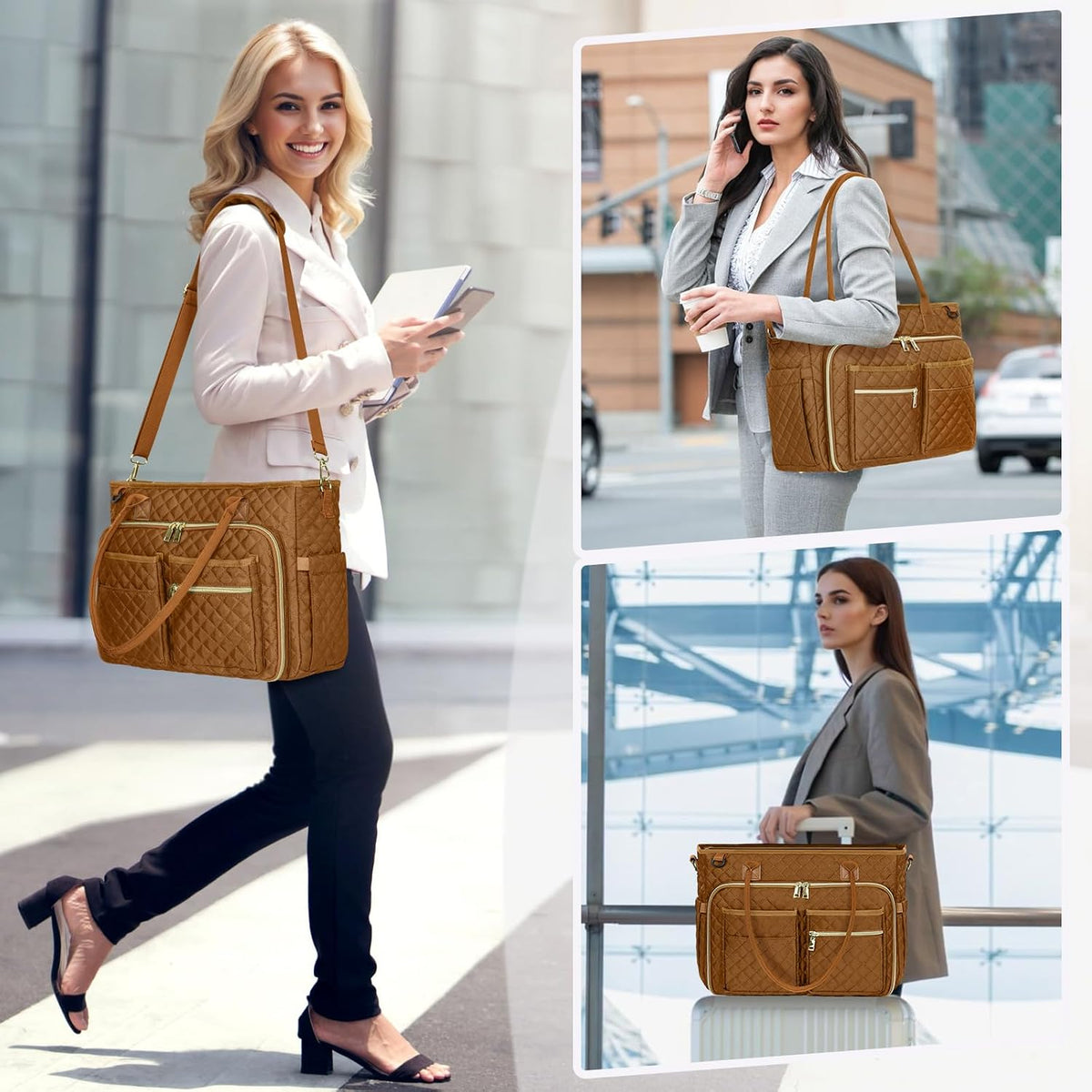 Teacher Tote Bag 15.6 inch Laptop Bag for Women Work Bags Laptop Tote Nurse Bag Professional Computer Messenger with Insulated Pocket, Laptop Briefcase for Office, College, Nursing, Khkai