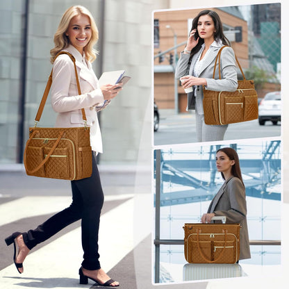 Teacher Tote Bag 15.6 inch Laptop Bag for Women Work Bags Laptop Tote Nurse Bag Professional Computer Messenger with Insulated Pocket, Laptop Briefcase for Office, College, Nursing, Khkai