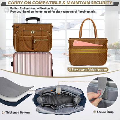 Teacher Tote Bag 15.6 inch Laptop Bag for Women Work Bags Laptop Tote Nurse Bag Professional Computer Messenger with Insulated Pocket, Laptop Briefcase for Office, College, Nursing, Khkai