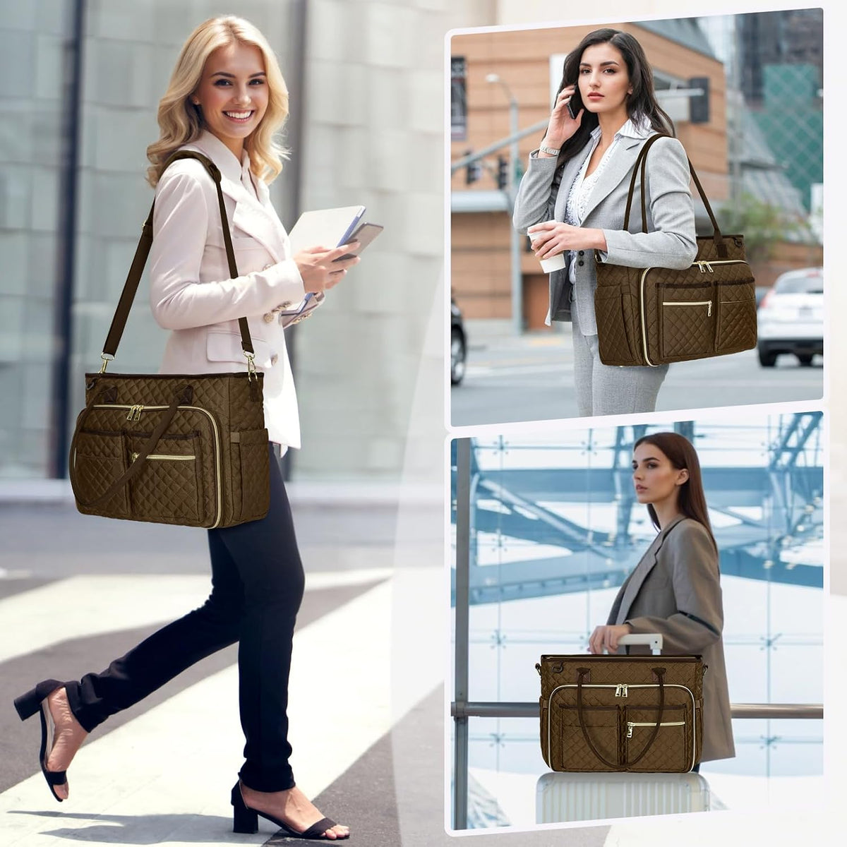 Teacher Tote Bag 15.6 inch Laptop Bag for Women Work Bags Laptop Tote Nurse Bag Professional Computer Messenger with Insulated Pocket, Laptop Briefcase for Office, College, Nursing, Khkai