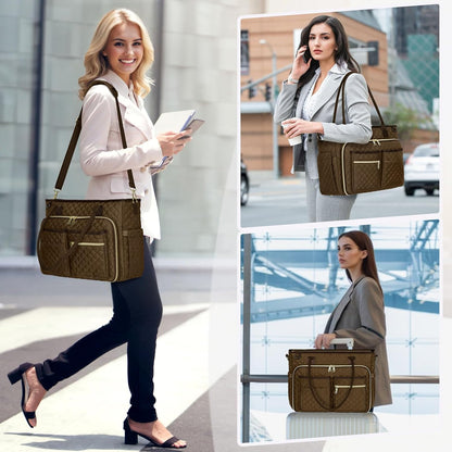 Teacher Tote Bag 15.6 inch Laptop Bag for Women Work Bags Laptop Tote Nurse Bag Professional Computer Messenger with Insulated Pocket, Laptop Briefcase for Office, College, Nursing, Khkai