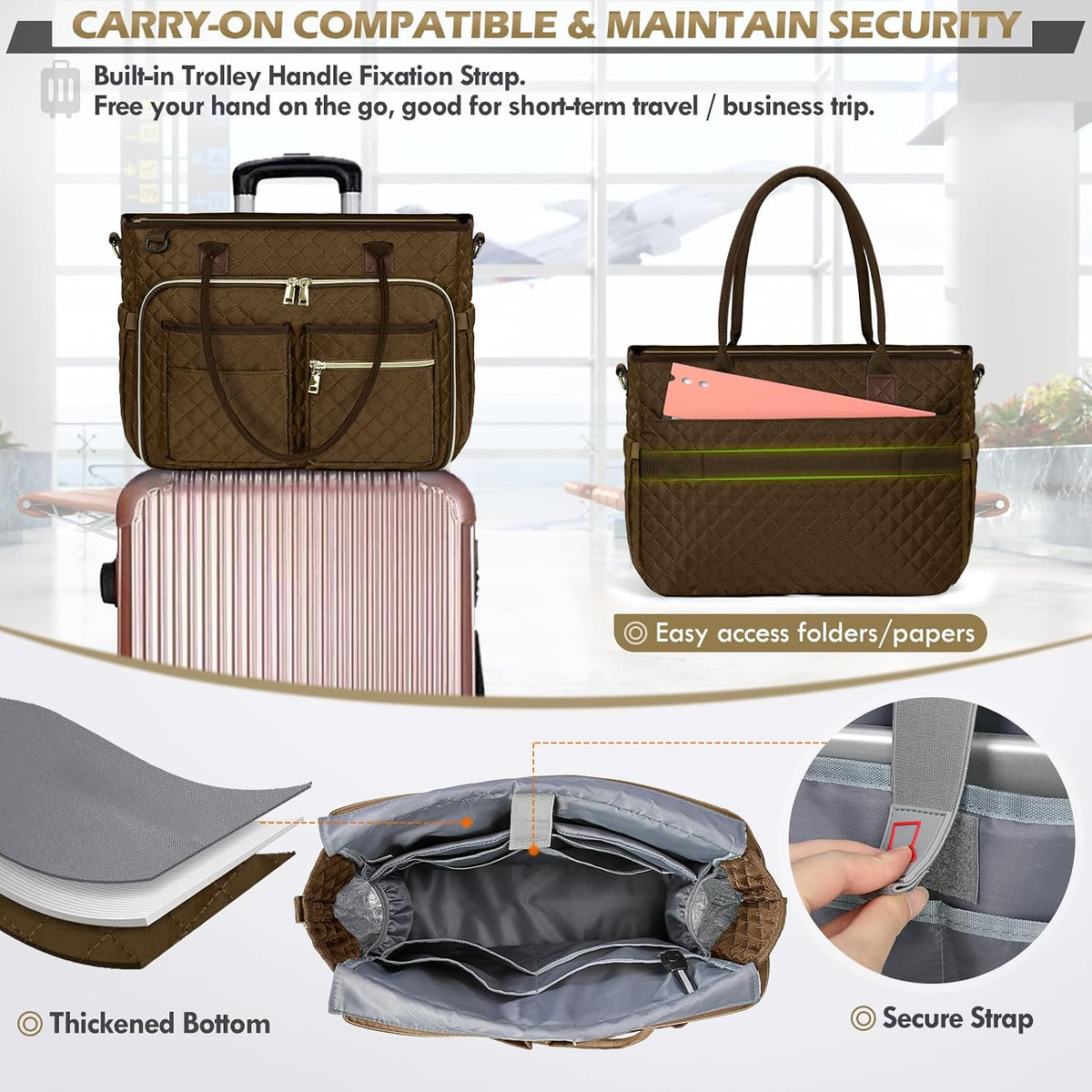 Teacher Tote Bag 15.6 inch Laptop Bag for Women Work Bags Laptop Tote Nurse Bag Professional Computer Messenger with Insulated Pocket, Laptop Briefcase for Office, College, Nursing, Khkai