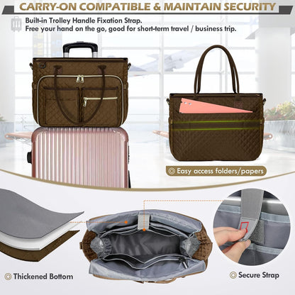 Teacher Tote Bag 15.6 inch Laptop Bag for Women Work Bags Laptop Tote Nurse Bag Professional Computer Messenger with Insulated Pocket, Laptop Briefcase for Office, College, Nursing, Khkai