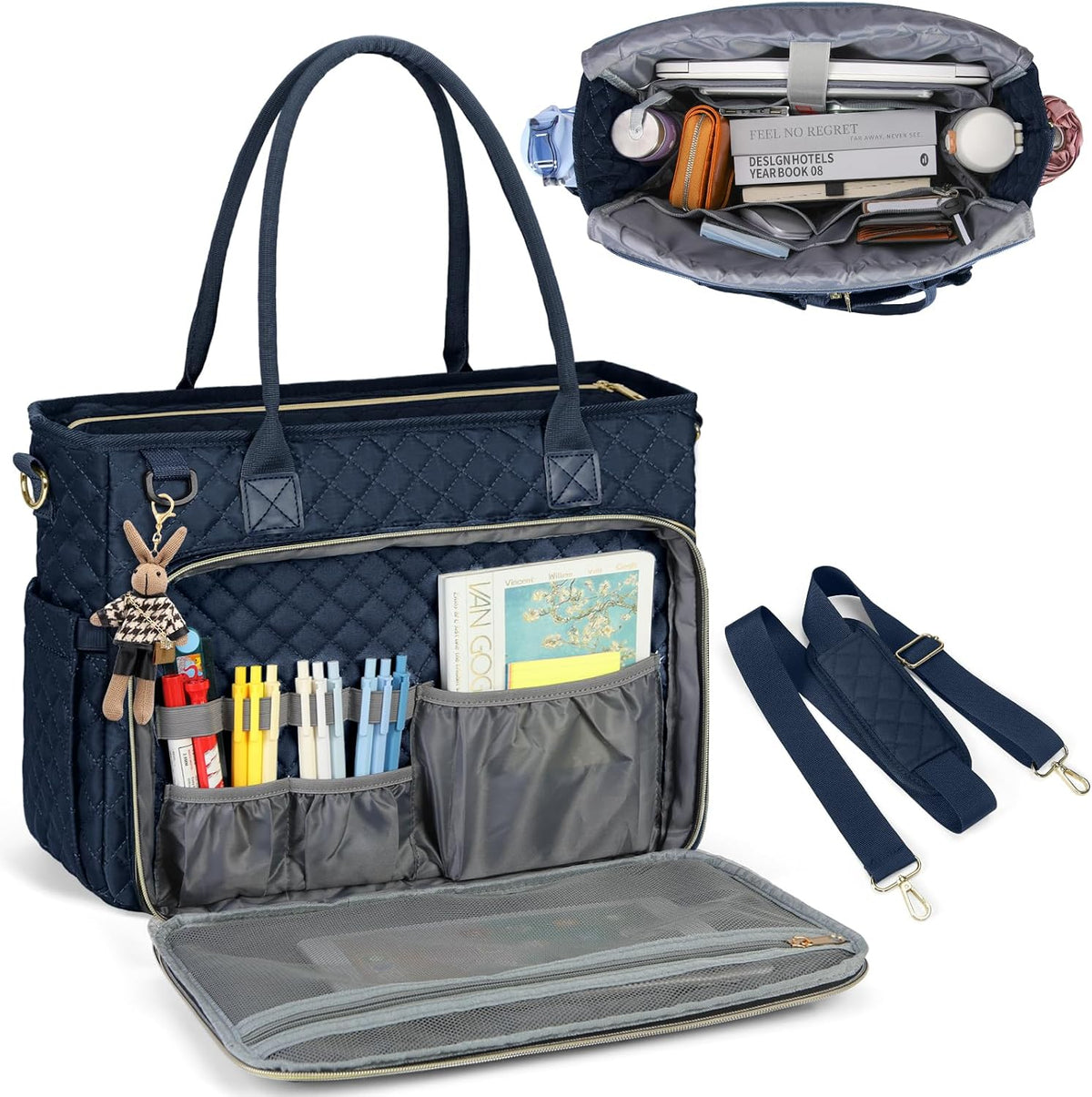 Teacher Tote Bag 15.6 inch Laptop Bag for Women Work Bags Laptop Tote Nurse Bag Professional Computer Messenger with Insulated Pocket, Laptop Briefcase for Office, College, Nursing, Khkai
