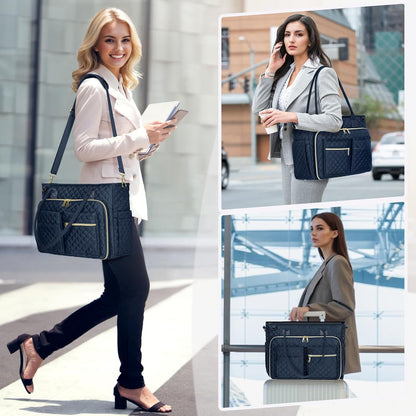 Teacher Tote Bag 15.6 inch Laptop Bag for Women Work Bags Laptop Tote Nurse Bag Professional Computer Messenger with Insulated Pocket, Laptop Briefcase for Office, College, Nursing, Khkai