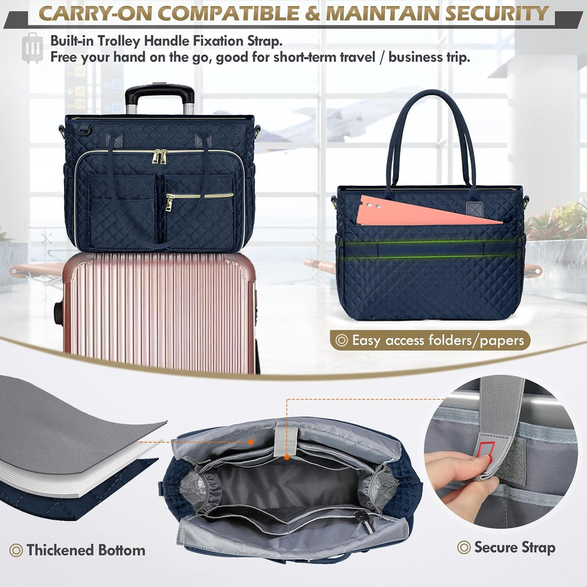 Teacher Tote Bag 15.6 inch Laptop Bag for Women Work Bags Laptop Tote Nurse Bag Professional Computer Messenger with Insulated Pocket, Laptop Briefcase for Office, College, Nursing, Khkai