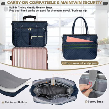 Teacher Tote Bag 15.6 inch Laptop Bag for Women Work Bags Laptop Tote Nurse Bag Professional Computer Messenger with Insulated Pocket, Laptop Briefcase for Office, College, Nursing, Khkai