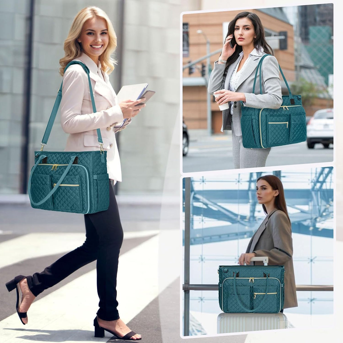 Teacher Tote Bag 15.6 inch Laptop Bag for Women Work Bags Laptop Tote Nurse Bag Professional Computer Messenger with Insulated Pocket, Laptop Briefcase for Office, College, Nursing, Khkai