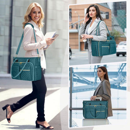 Teacher Tote Bag 15.6 inch Laptop Bag for Women Work Bags Laptop Tote Nurse Bag Professional Computer Messenger with Insulated Pocket, Laptop Briefcase for Office, College, Nursing, Khkai
