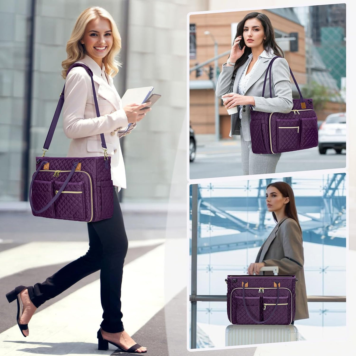 Teacher Tote Bag 15.6 inch Laptop Bag for Women Work Bags Laptop Tote Nurse Bag Professional Computer Messenger with Insulated Pocket, Laptop Briefcase for Office, College, Nursing, Khkai