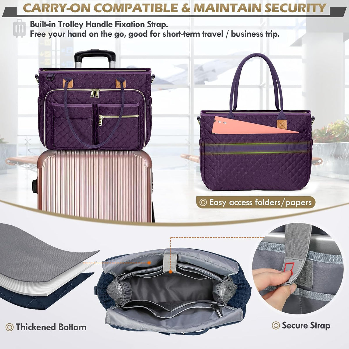 Teacher Tote Bag 15.6 inch Laptop Bag for Women Work Bags Laptop Tote Nurse Bag Professional Computer Messenger with Insulated Pocket, Laptop Briefcase for Office, College, Nursing, Khkai