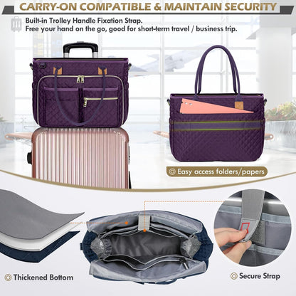 Teacher Tote Bag 15.6 inch Laptop Bag for Women Work Bags Laptop Tote Nurse Bag Professional Computer Messenger with Insulated Pocket, Laptop Briefcase for Office, College, Nursing, Khkai