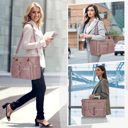 Teacher Tote Bag 15.6 inch Laptop Bag for Women Work Bags Laptop Tote Nurse Bag Professional Computer Messenger with Insulated Pocket, Laptop Briefcase for Office, College, Nursing, Khkai