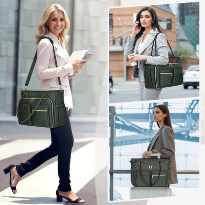 Teacher Tote Bag 15.6 inch Laptop Bag for Women Work Bags Laptop Tote Nurse Bag Professional Computer Messenger with Insulated Pocket, Laptop Briefcase for Office, College, Nursing, Khkai
