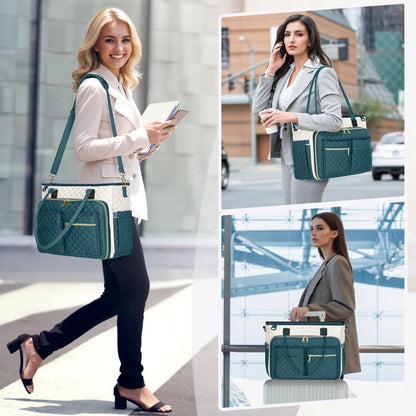 Teacher Tote Bag 15.6 inch Laptop Bag for Women Work Bags Laptop Tote Nurse Bag Professional Computer Messenger with Insulated Pocket, Laptop Briefcase for Office, College, Nursing, Khkai